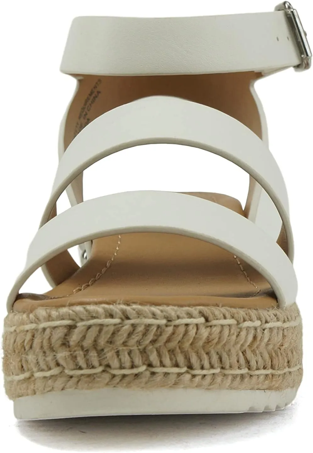 Soda BRYCE-2 Kids/Children/Girls Open Toe Two Bands Espadrille Jute Platform Wedge Casual Fashion Flatform Sandals with Buckle Ankle Strap
