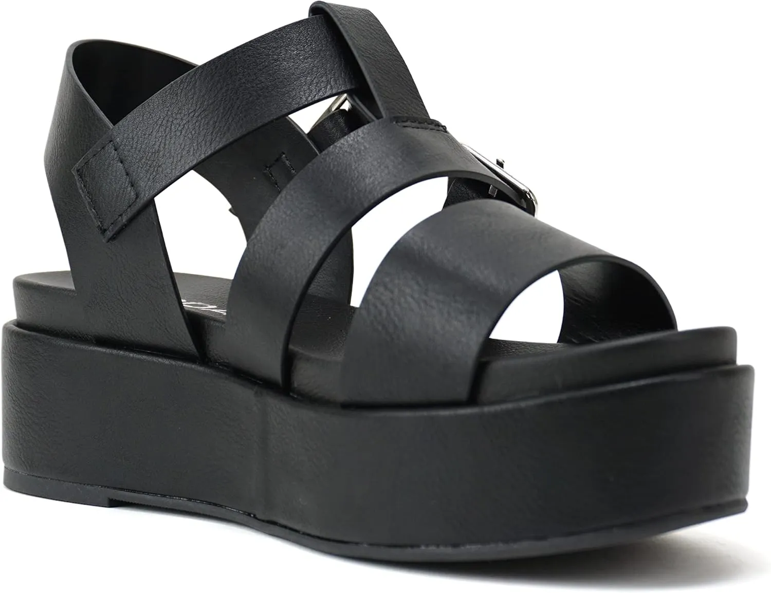 Soda “Drifter” ~ Women Flatform Multi Strap Double Buckle Open Toe Ankle Strap Platform Wedge Sandals