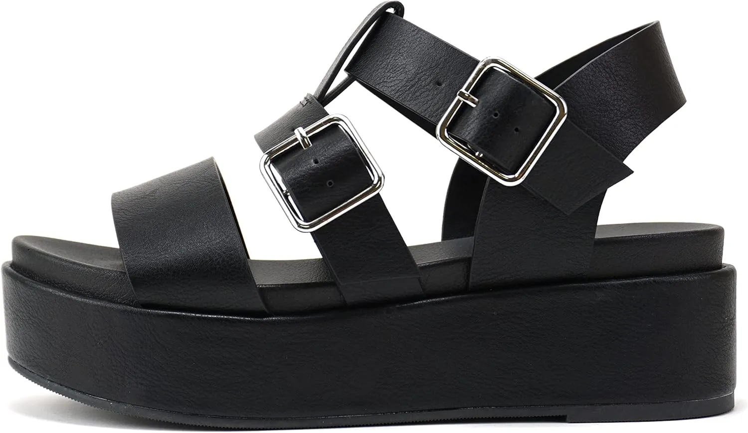 Soda “Drifter” ~ Women Flatform Multi Strap Double Buckle Open Toe Ankle Strap Platform Wedge Sandals