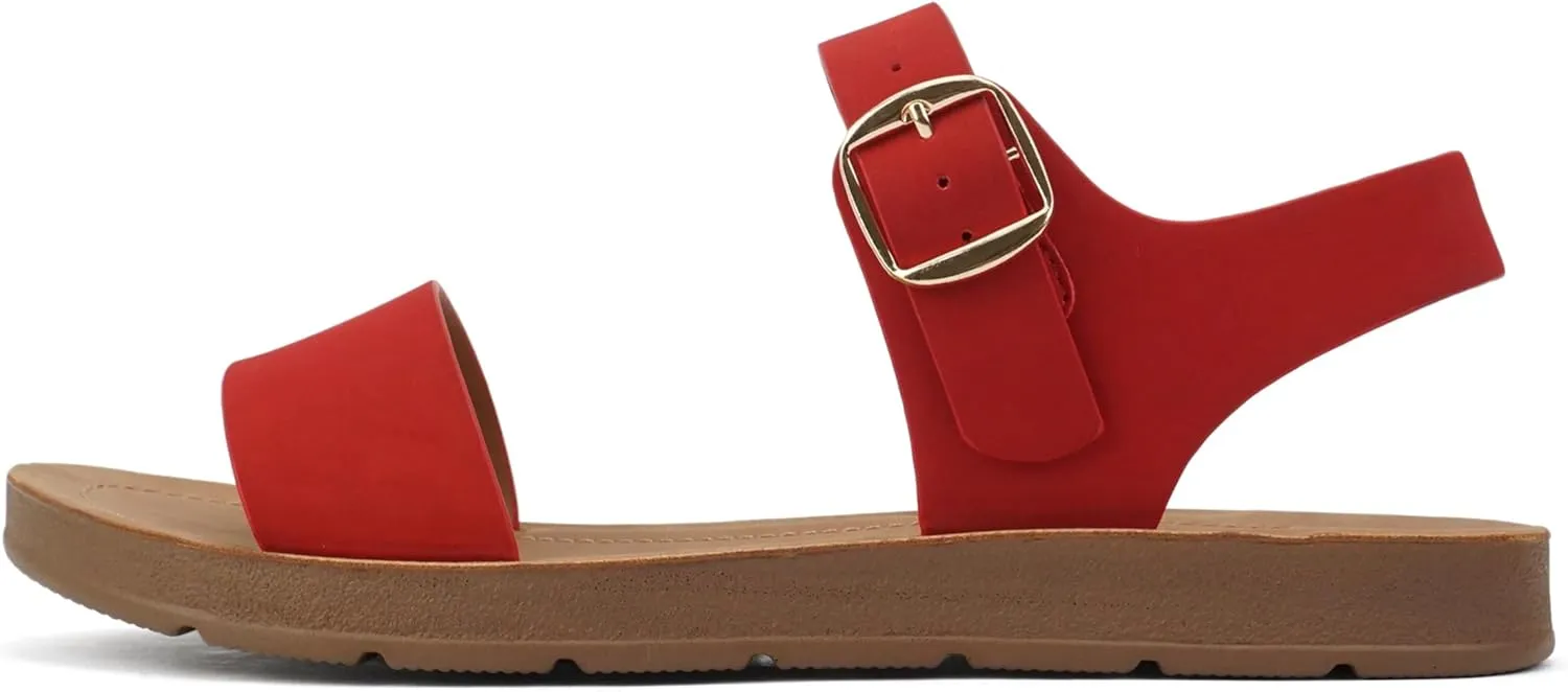 Soda PLENTY ~ Women's Strappy Ankle Wrap Buckle Fashion Flat Sandals