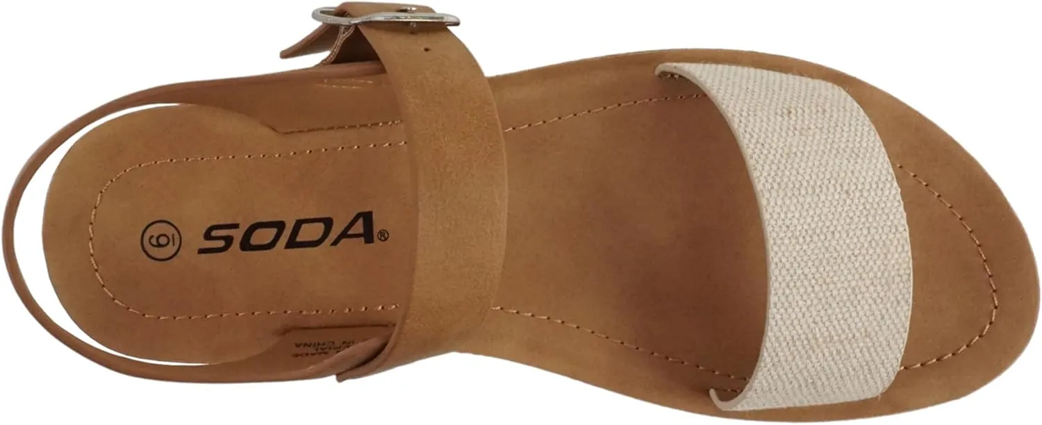 Soda PLENTY ~ Women's Strappy Ankle Wrap Buckle Fashion Flat Sandals