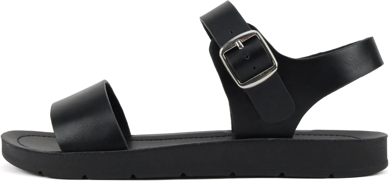 Soda PLENTY ~ Women's Strappy Ankle Wrap Buckle Fashion Flat Sandals