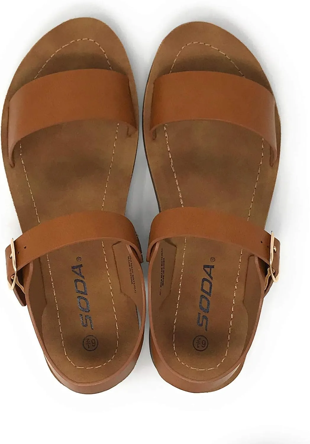 Soda PLENTY ~ Women's Strappy Ankle Wrap Buckle Fashion Flat Sandals