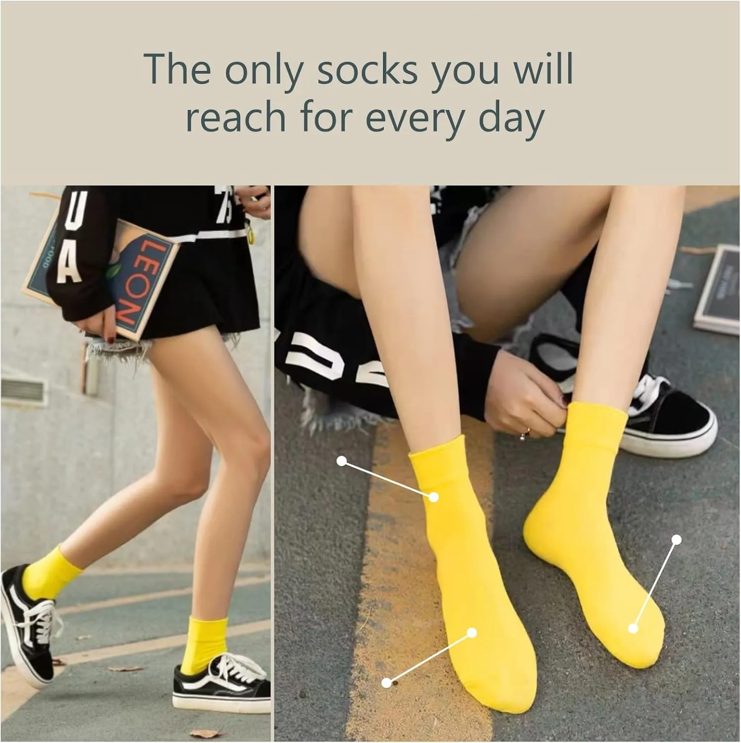 Solid Multi-Color Crew Socks For Women Cotton Athletic Socks,Womens Dress Socks,7PACKS