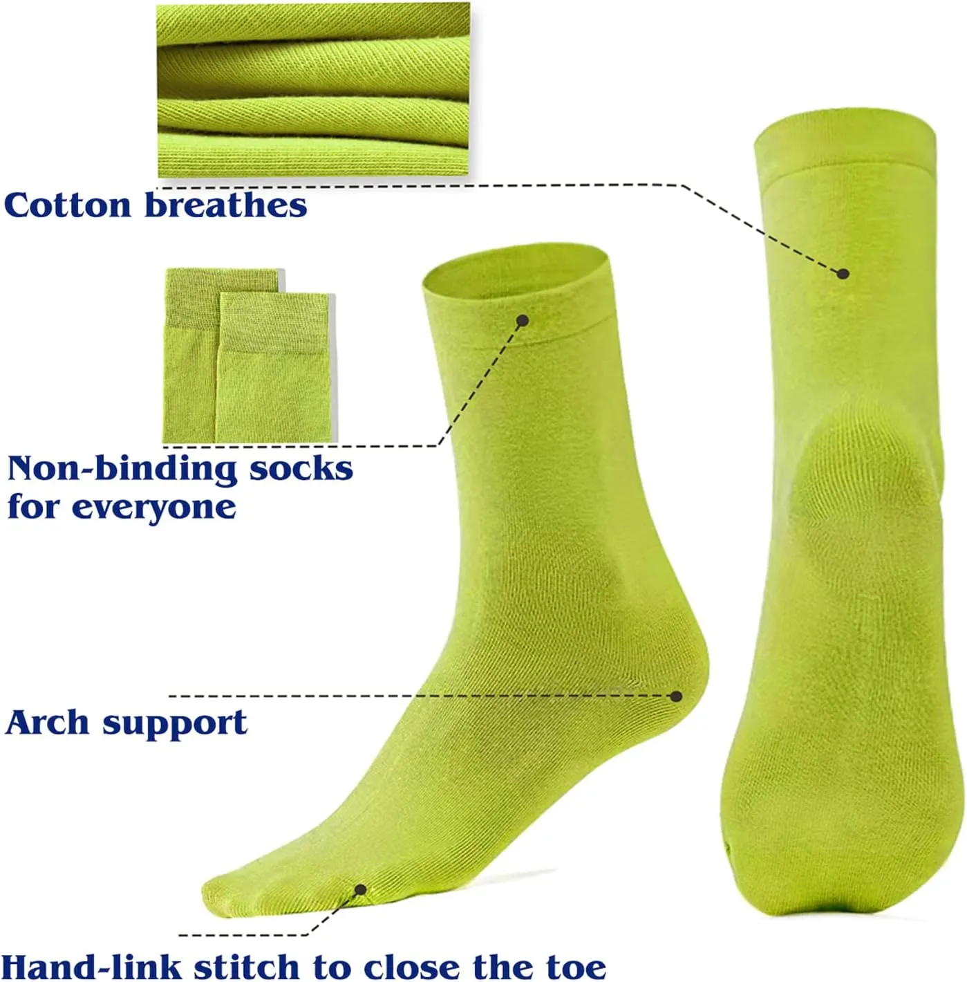 Solid Multi-Color Crew Socks For Women Cotton Athletic Socks,Womens Dress Socks,7PACKS