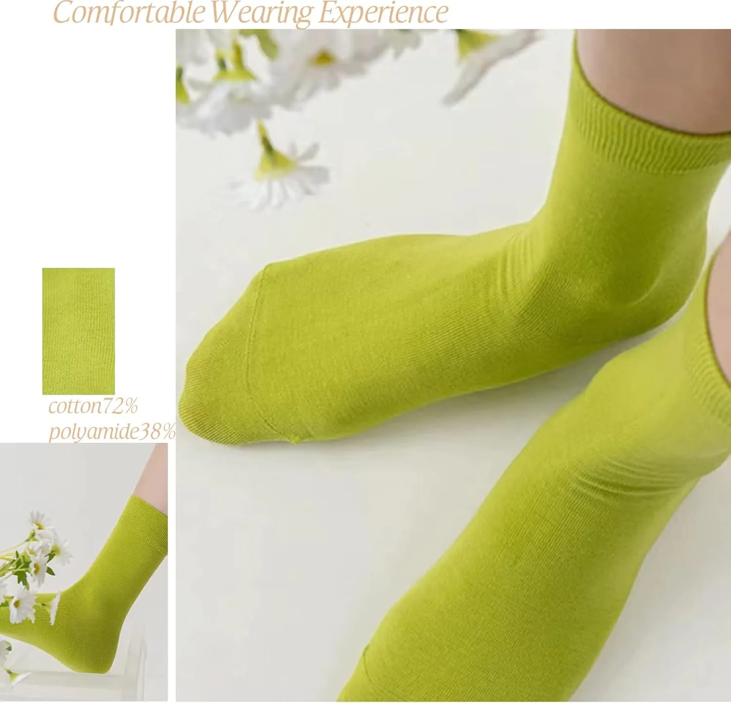 Solid Multi-Color Crew Socks For Women Cotton Athletic Socks,Womens Dress Socks,7PACKS