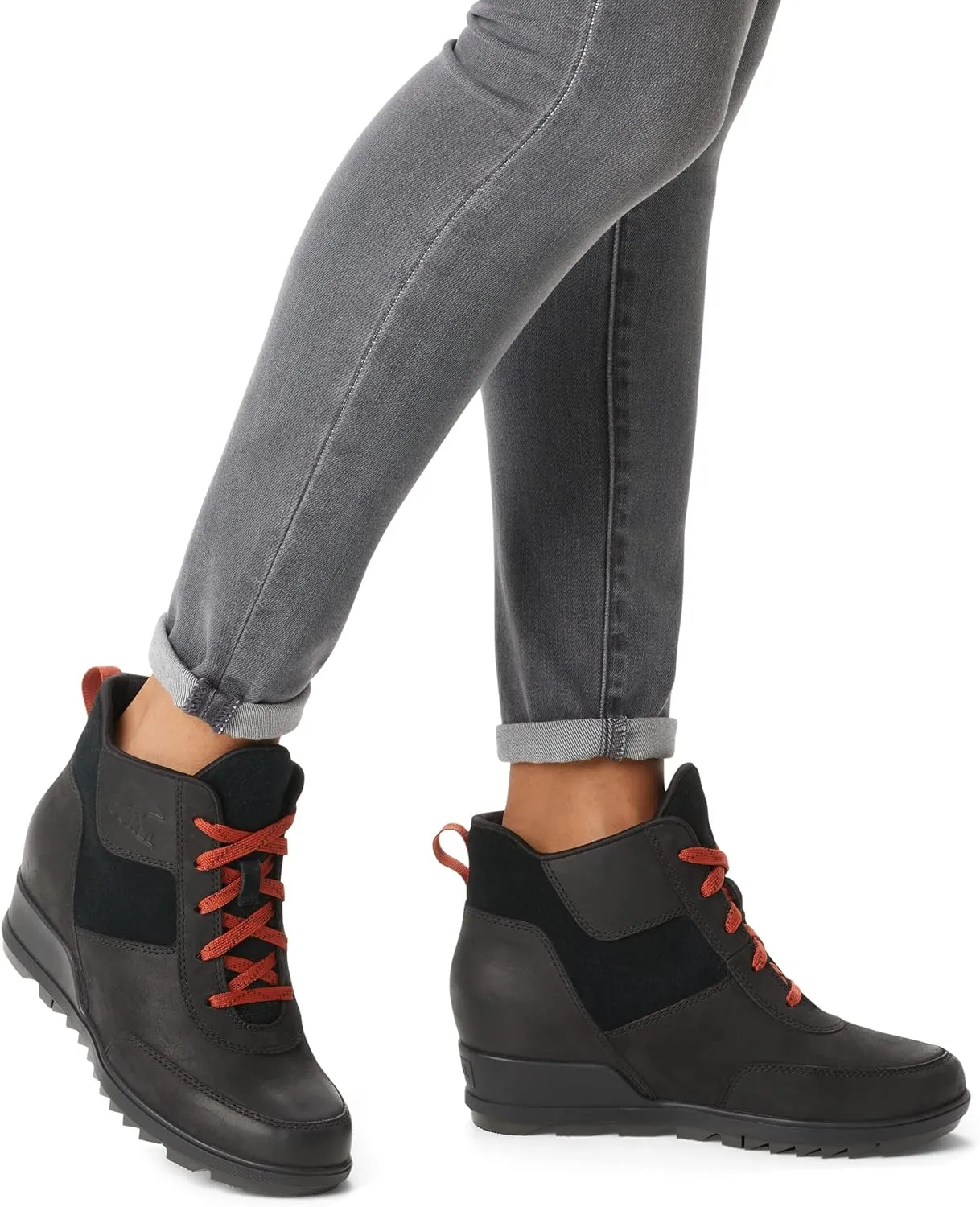 Sorel Women's Evie Sport Lace Bootie — Waterproof Suede & Leather — Wedge Ankle Sneaker — Booties