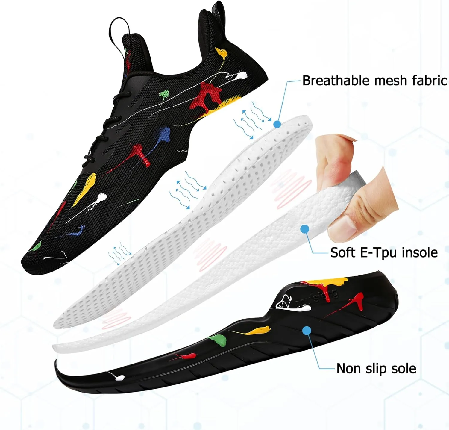 Soulsfeng Womens Running Shoes Lightweight Breathable Tennis Shoes Non Slip Fashion Walking Sneakers