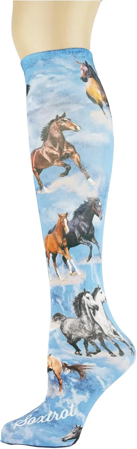 Sox Trot Women's 3 Pairs Knee High Trouser Socks, Classy and Colorful Printed Patterns, Silky Smooth Material