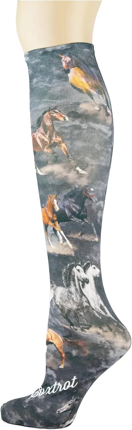 Sox Trot Women's 3 Pairs Knee High Trouser Socks, Classy and Colorful Printed Patterns, Silky Smooth Material