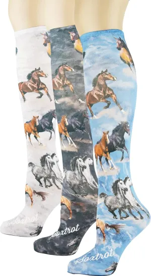Sox Trot Women's 3 Pairs Knee High Trouser Socks, Classy and Colorful Printed Patterns, Silky Smooth Material