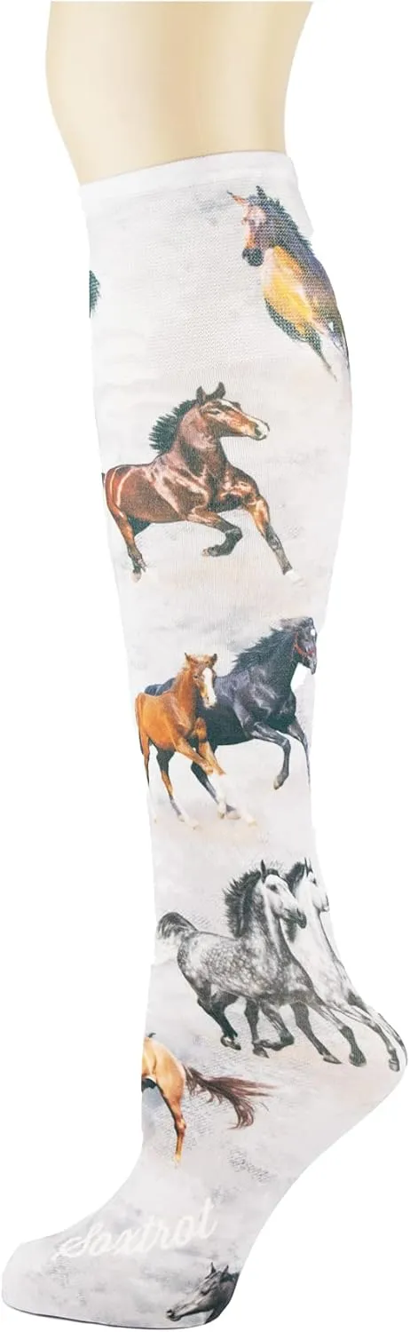 Sox Trot Women's 3 Pairs Knee High Trouser Socks, Classy and Colorful Printed Patterns, Silky Smooth Material