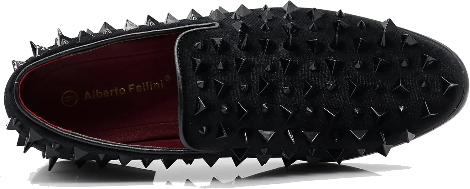 SPK09 Men's Vintage Spike Dress Loafers Slip On Fashion Shoes Classic Tuxedo Dress Shoes