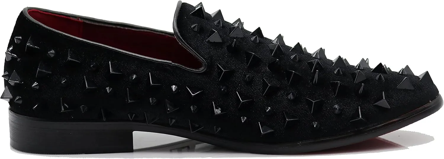 SPK09 Men's Vintage Spike Dress Loafers Slip On Fashion Shoes Classic Tuxedo Dress Shoes