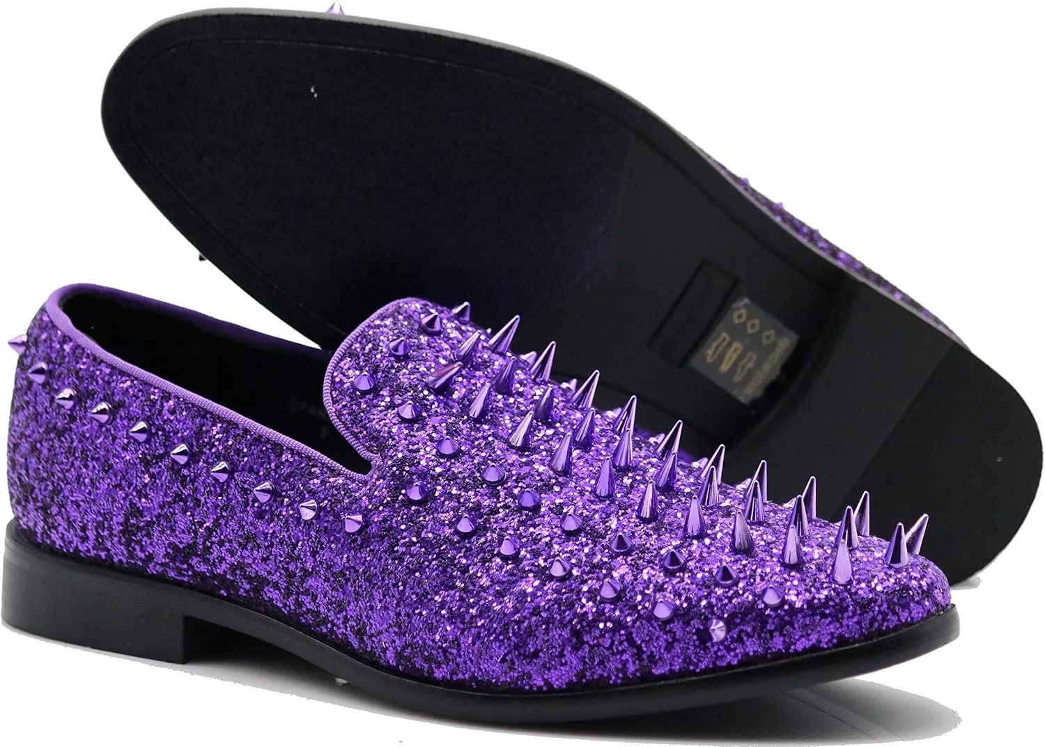 SPK16 Men's Vintage Spike Dress Loafers Slip On Fashion Shoes Classic Tuxedo Dress Shoes