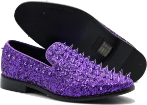 SPK16 Men's Vintage Spike Dress Loafers Slip On Fashion Shoes Classic Tuxedo Dress Shoes