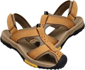Sports Outdoor Sandals Summer Men's Beach Shoes Leather Sandals for Men Closed Toe Trekking Walking Hiking Sandals Shoes