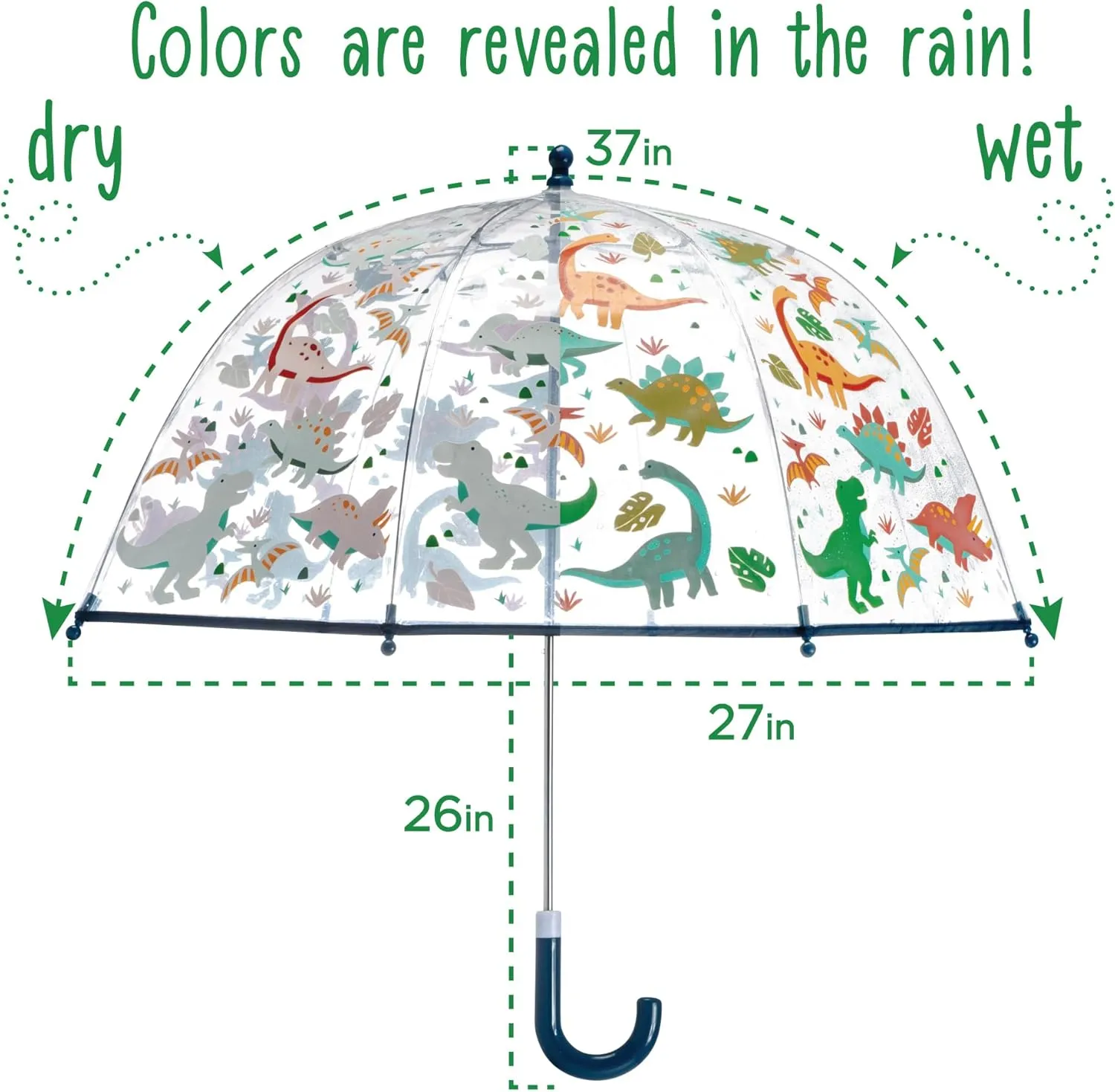 Stephen Joseph, Clear Color Changing Bubble Umbrella, Toddler Bubble Umbrella with Dome Canopy, Kids Wind and Rain Protection Umbrella