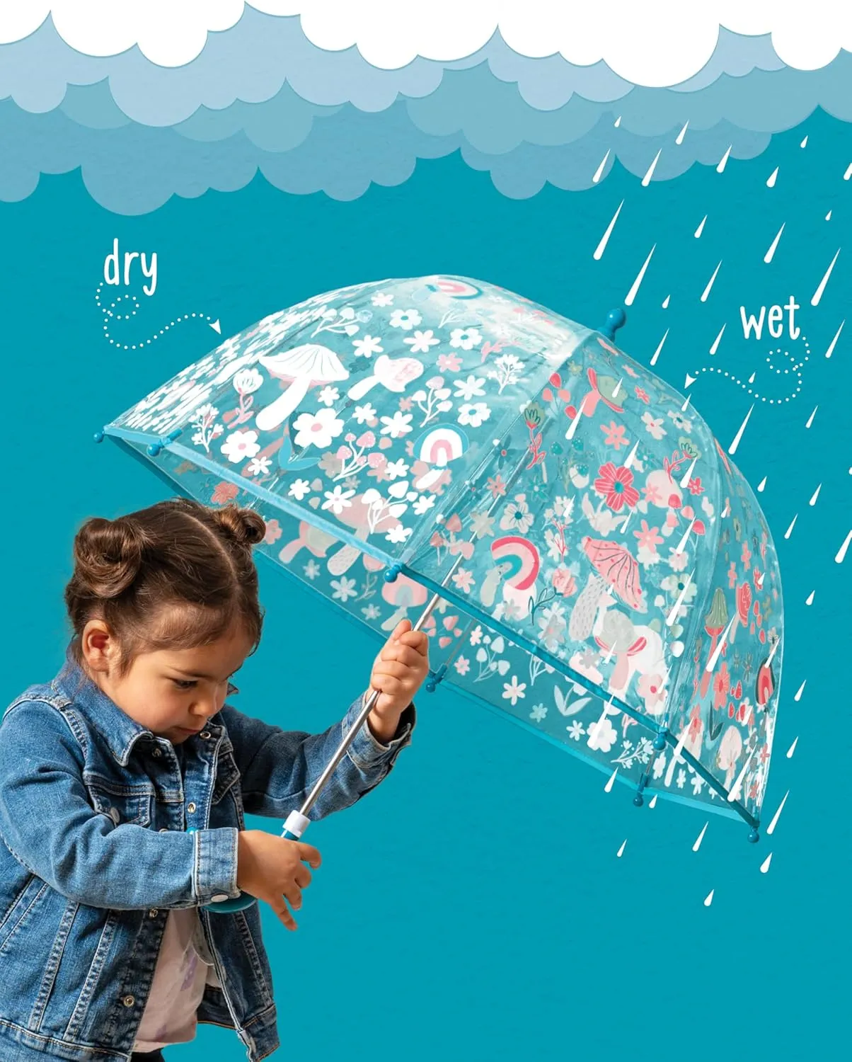 Stephen Joseph, Clear Color Changing Bubble Umbrella, Toddler Bubble Umbrella with Dome Canopy, Kids Wind and Rain Protection Umbrella