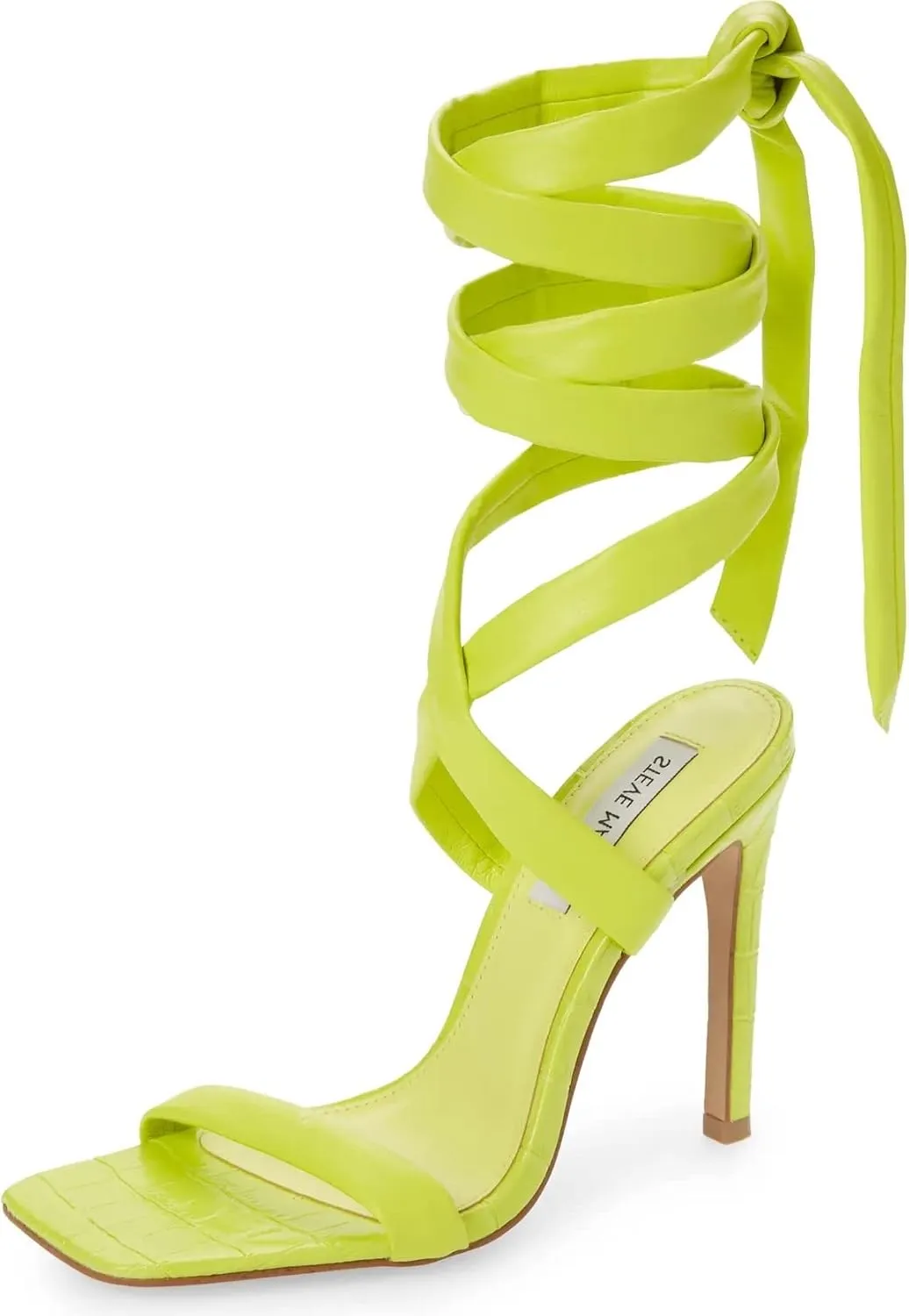 Steve Madden Utilize Yellow Ankle Wrap Around Lace Up Stiletto Dress Sandals (Yellow U, 8)