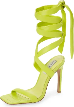 Steve Madden Utilize Yellow Ankle Wrap Around Lace Up Stiletto Dress Sandals (Yellow U, 8)