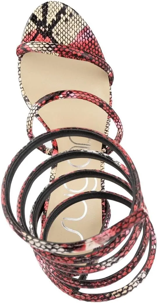 Sugar Women's Strappy Spiral Wrap Block Heel Sandals – Open Toe Dress Heels Comfort – Ankle Strap Party & Wedding Shoes