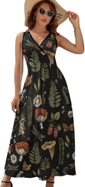 Sundresses for Women Summer Long Dress Sexy V Neck Casual Dress Beach Maxi Dress Flowy Loose Sleeveless Dress