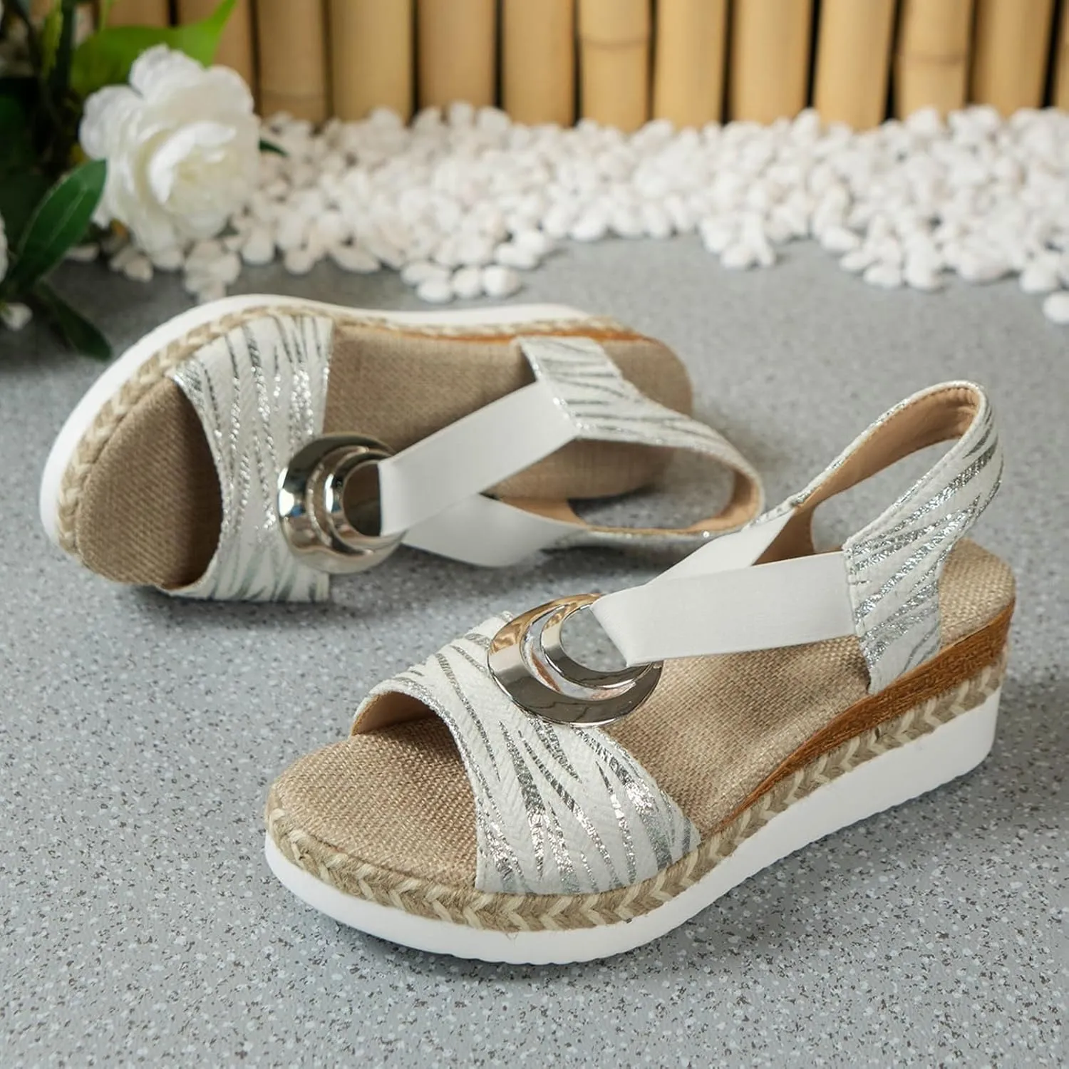 Thick Soled Rope Platform Soled Roman Sandals Women's Casual Thick Soled Sandals Women Women's Sandals Size 8 1/2