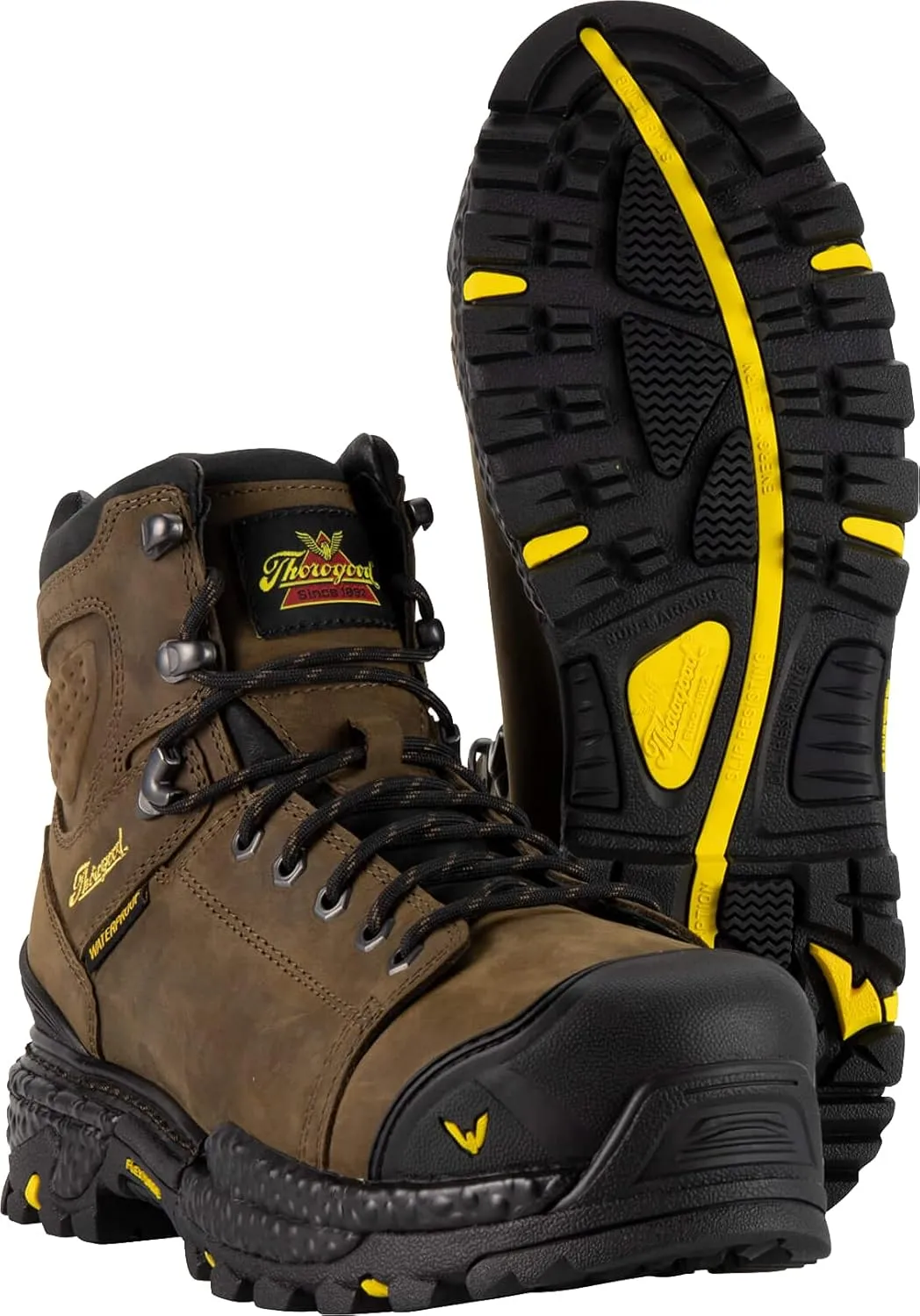 Thorogood Infinity FD 6” Waterproof Composite Toe Work Boots for Men Made with Premium Full-Grain Leather and Slip-Resistant Anti-Fatigue Outsole; EH Rated