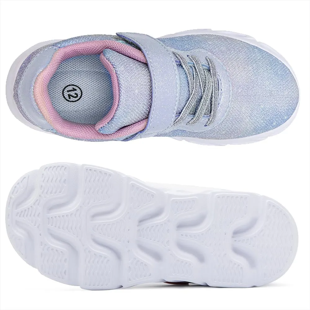 Toandon Toddler Kids Sparkle Breathable Lightweight Sneakers Light Up by Step