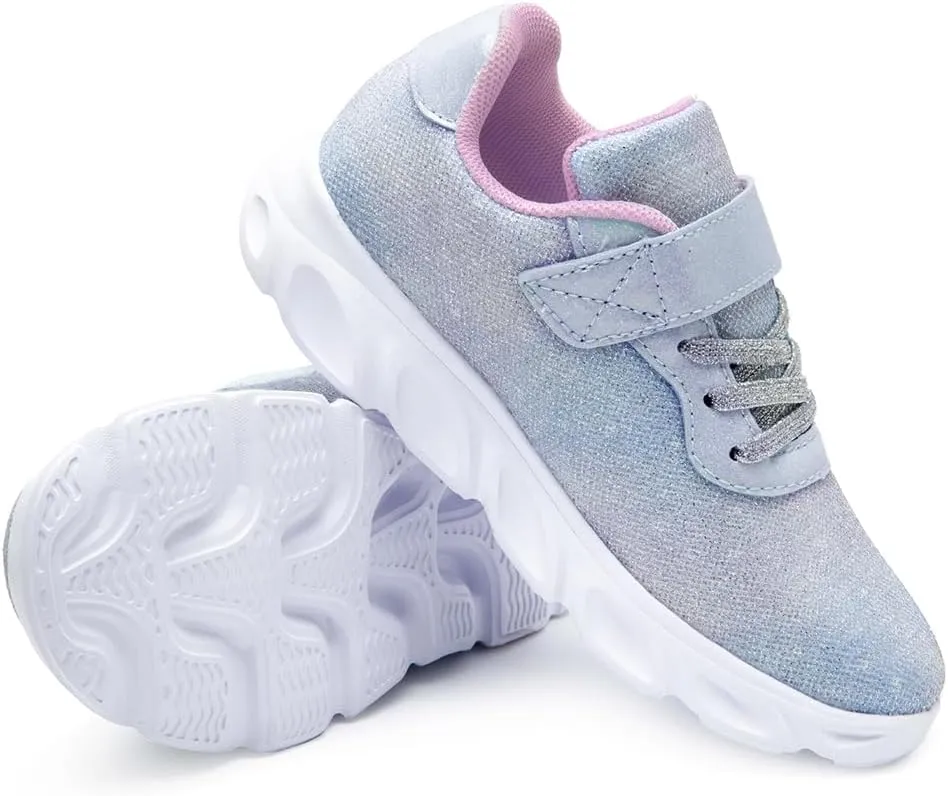Toandon Toddler Kids Sparkle Breathable Lightweight Sneakers Light Up by Step