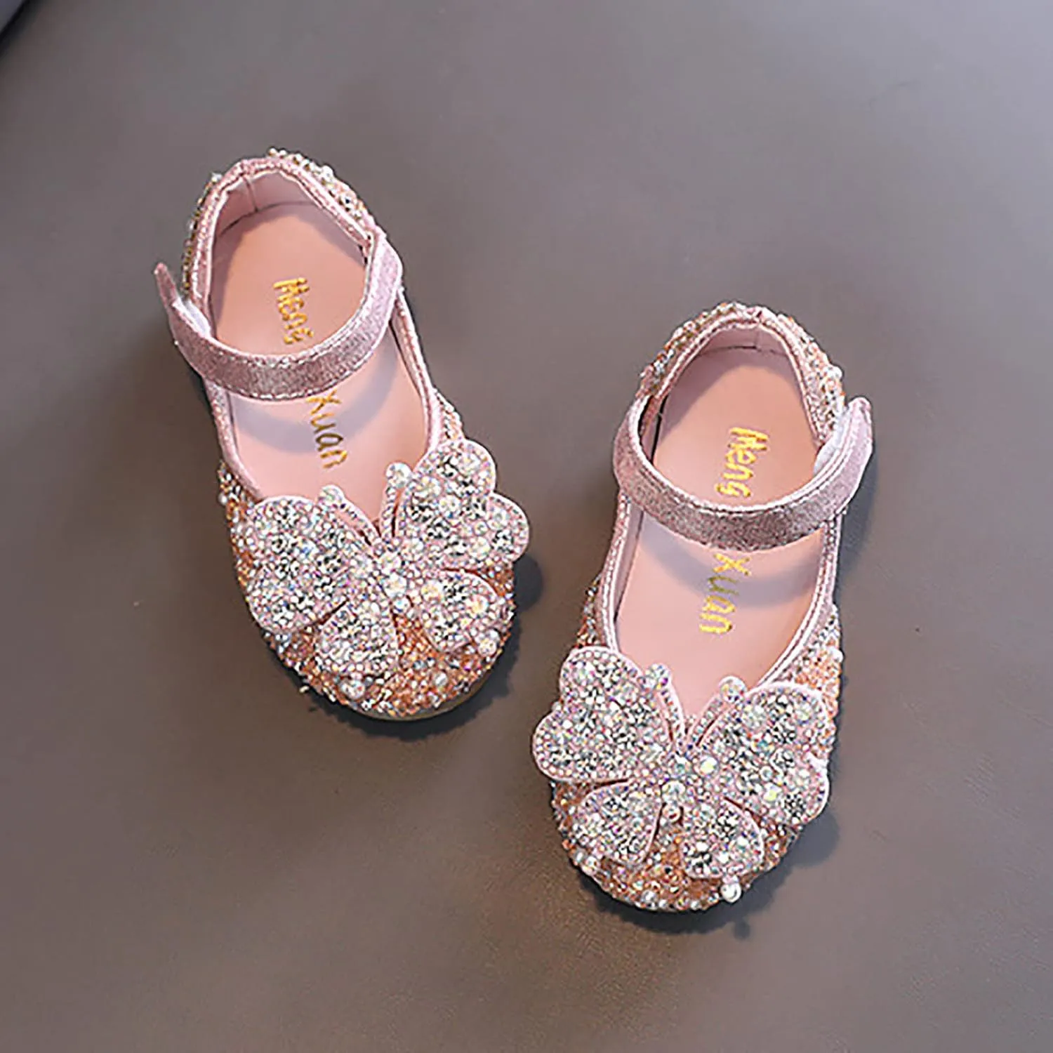 Toddler Baby Girl Butterfly Glitter Flat Dress Shoes Infant Shiny Sandals Mary Jane Dress Shoes Sandals