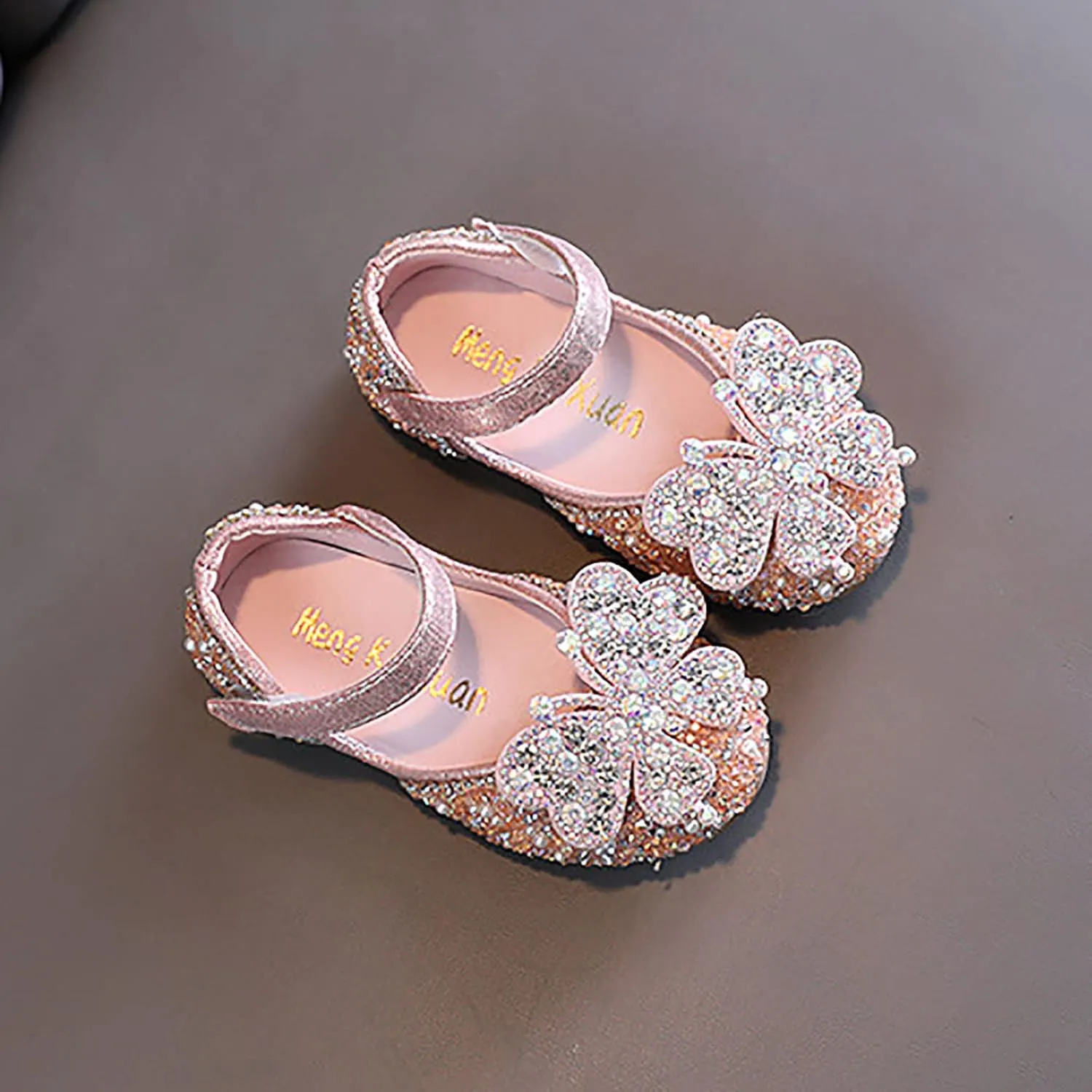 Toddler Baby Girl Butterfly Glitter Flat Dress Shoes Infant Shiny Sandals Mary Jane Dress Shoes Sandals