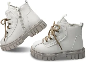 Toddler Boys Girls Combat Ankle Boots Little Kids Chelsea Fall Winter Snow Hiking Work Booties Waterproof Leather Outdoor Shoes
