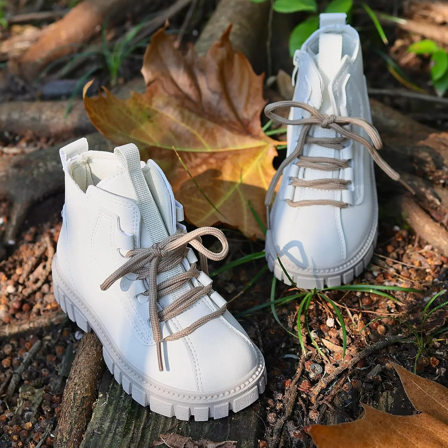 Toddler Boys Girls Combat Ankle Boots Little Kids Chelsea Fall Winter Snow Hiking Work Booties Waterproof Leather Outdoor Shoes