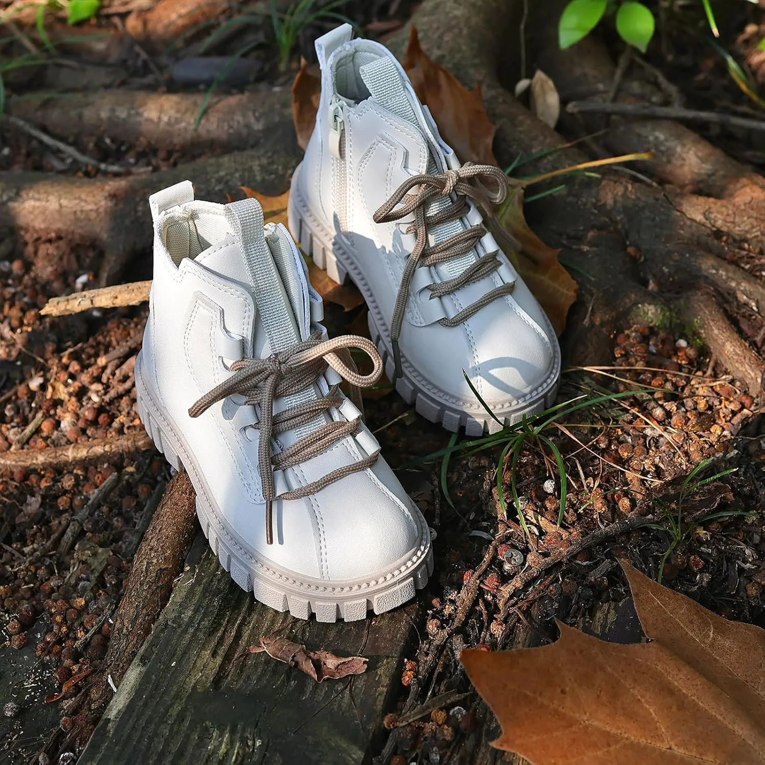 Toddler Boys Girls Combat Ankle Boots Little Kids Chelsea Fall Winter Snow Hiking Work Booties Waterproof Leather Outdoor Shoes