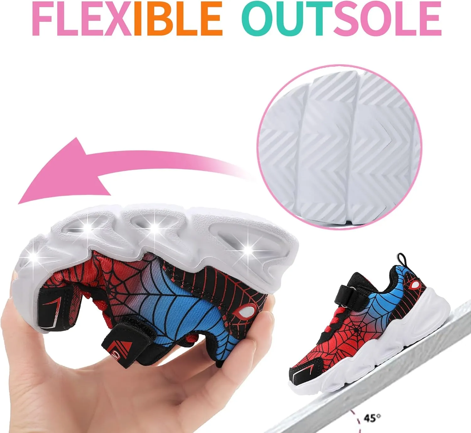 Toddler Boys Light Up Shoes Lightweight LED Flashing Breathable Mesh Walking Sneakers for Toddler and Little Kids