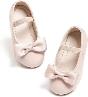 Toddler Flower Girl Dress Shoes - Little Girl Ballet Flats Bow Wedding Party