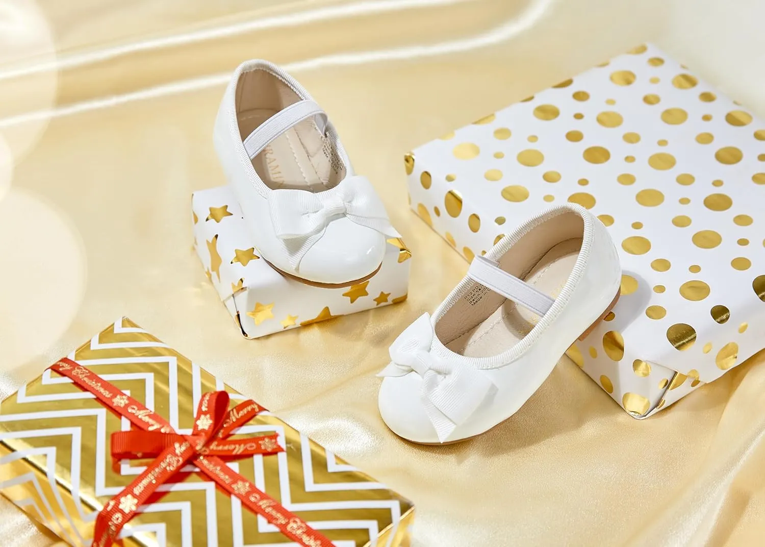 Toddler Flower Girl Dress Shoes - Little Girl Ballet Flats Bow Wedding Party