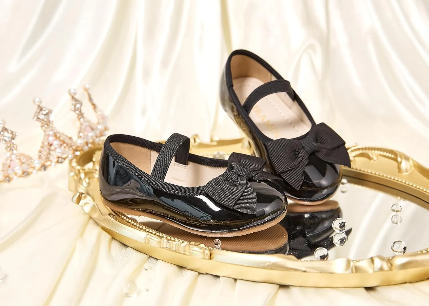 Toddler Flower Girl Dress Shoes - Little Girl Ballet Flats Bow Wedding Party