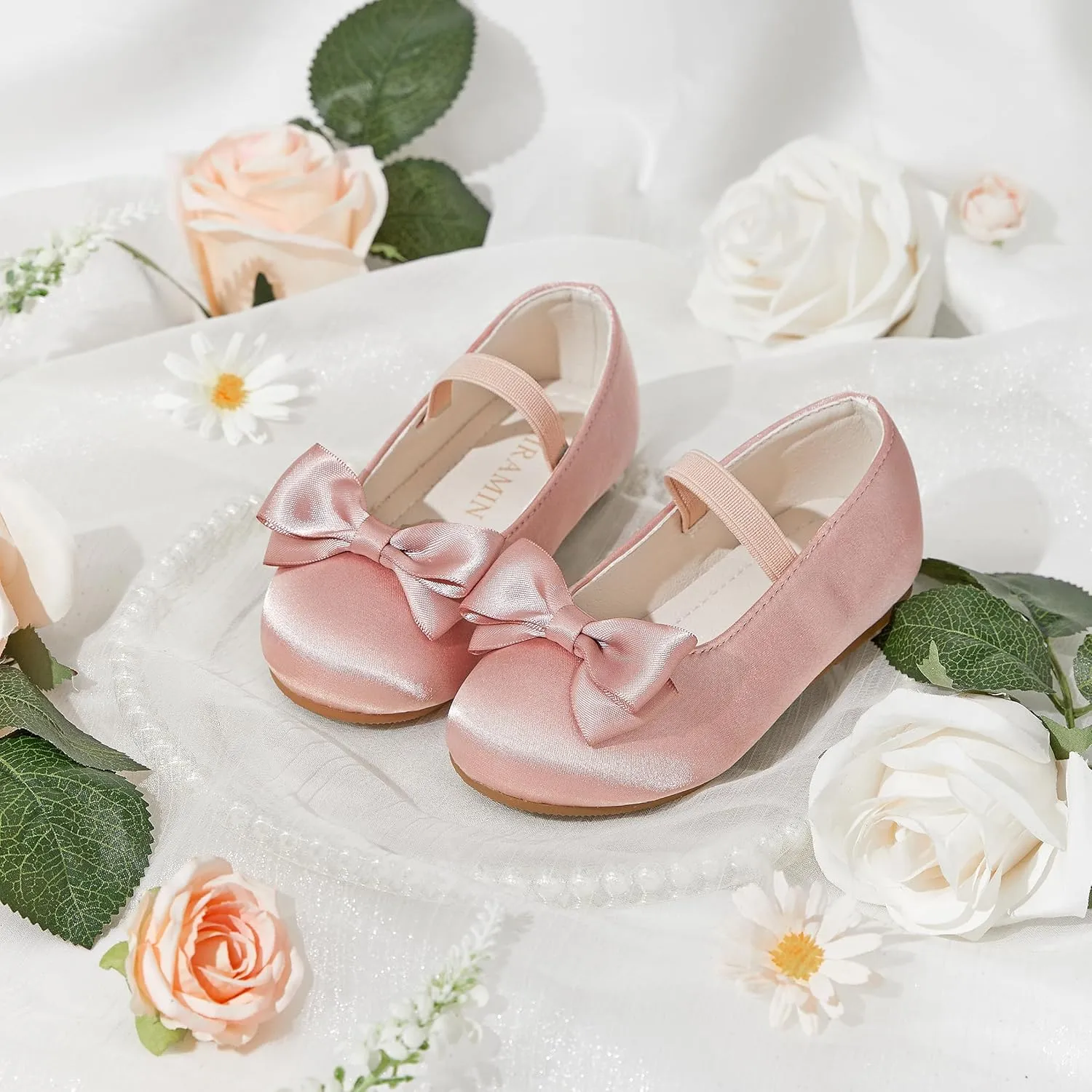 Toddler Flower Girl Dress Shoes - Little Girl Ballet Flats Bow Wedding Party