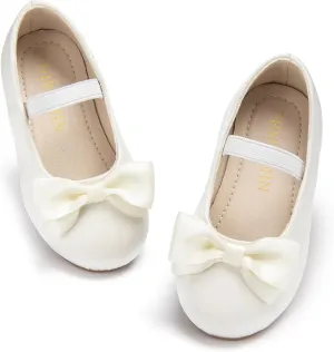 Toddler Flower Girl Dress Shoes - Little Girl Ballet Flats Bow Wedding Party