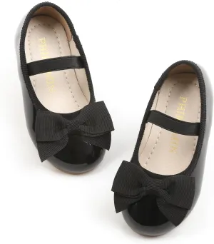 Toddler Flower Girl Dress Shoes - Little Girl Ballet Flats Bow Wedding Party