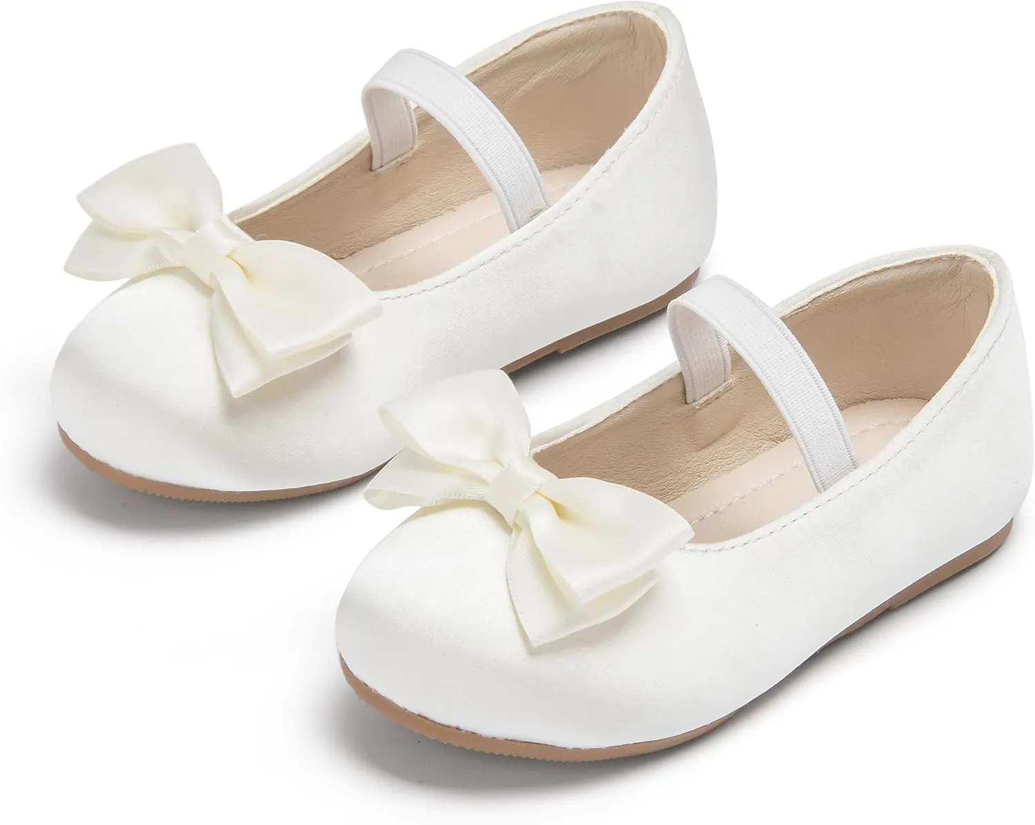 Toddler Flower Girl Dress Shoes - Little Girl Ballet Flats Bow Wedding Party