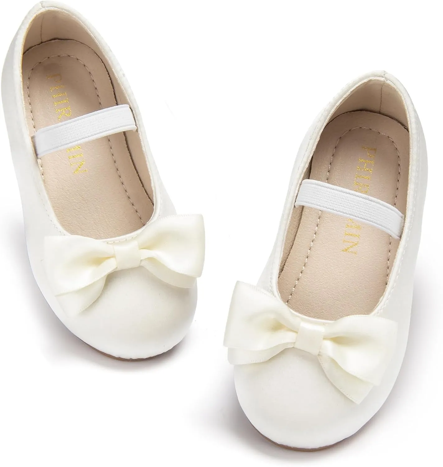 Toddler Flower Girl Dress Shoes - Little Girl Ballet Flats Bow Wedding Party