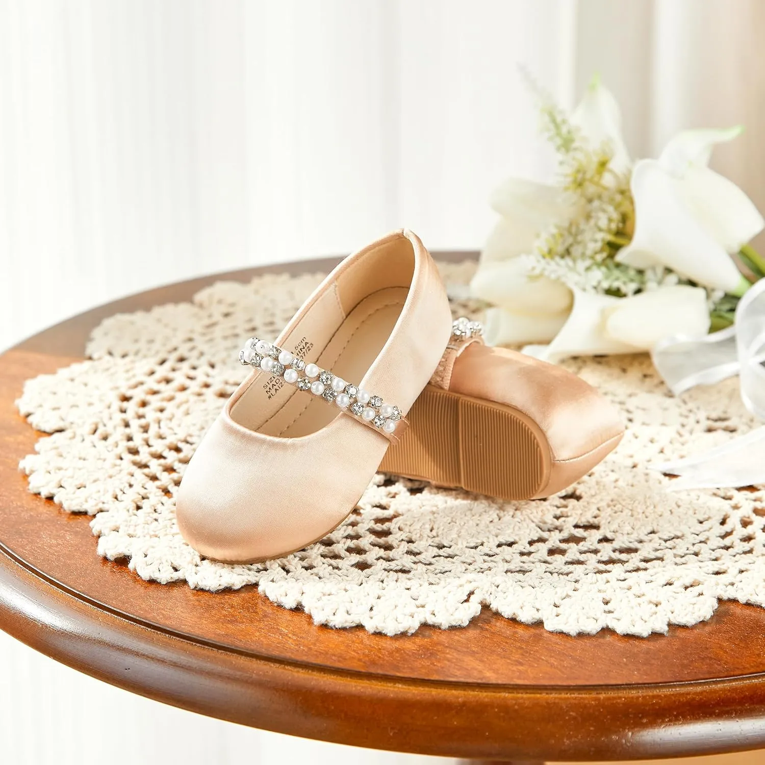 Toddler Flower Girl Dress Shoes - Little Girl Ballet Flats for Wedding Party