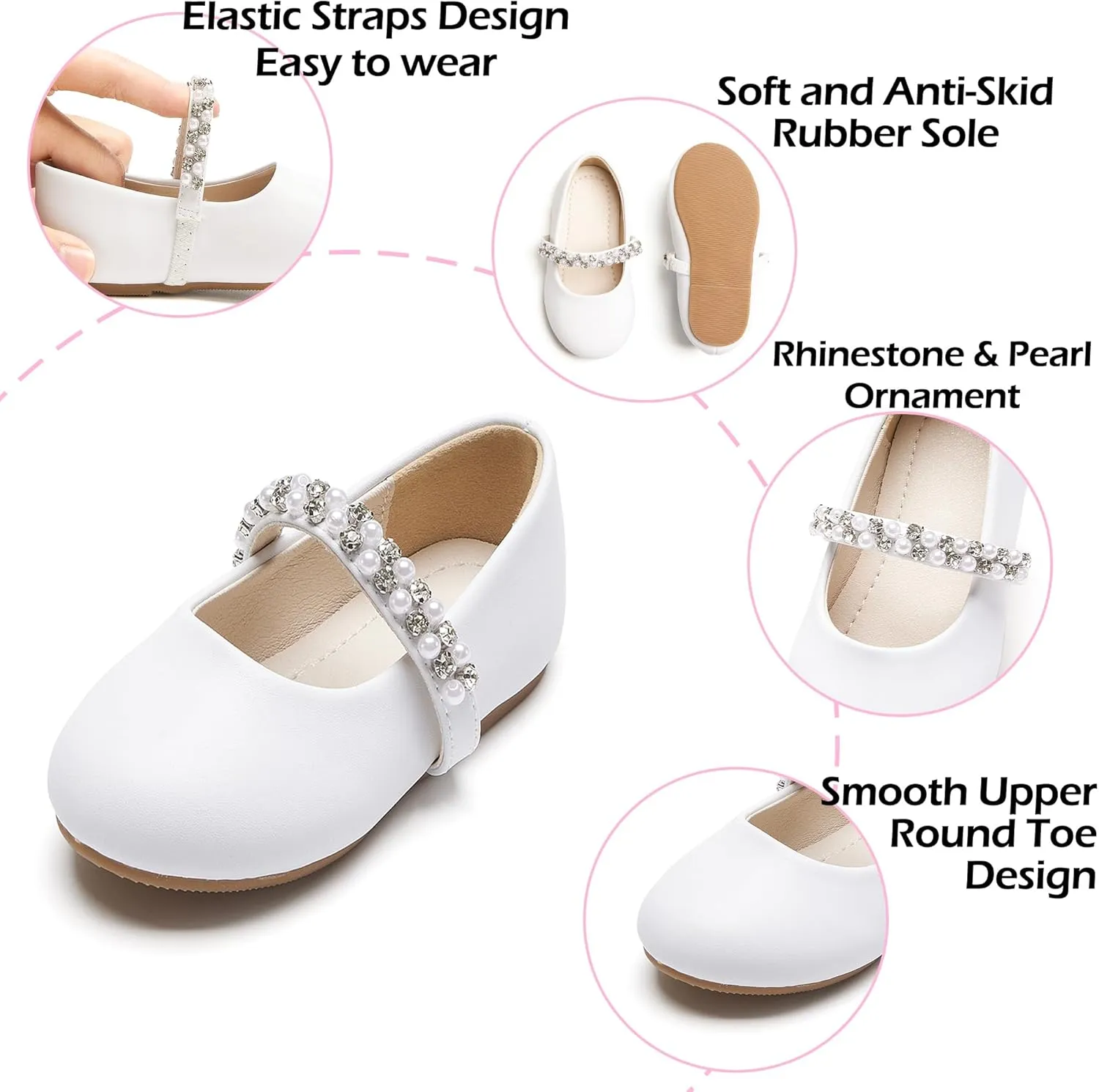 Toddler Flower Girl Dress Shoes - Little Girl Ballet Flats for Wedding Party