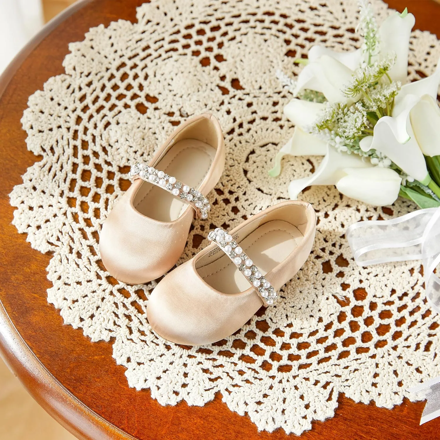 Toddler Flower Girl Dress Shoes - Little Girl Ballet Flats for Wedding Party