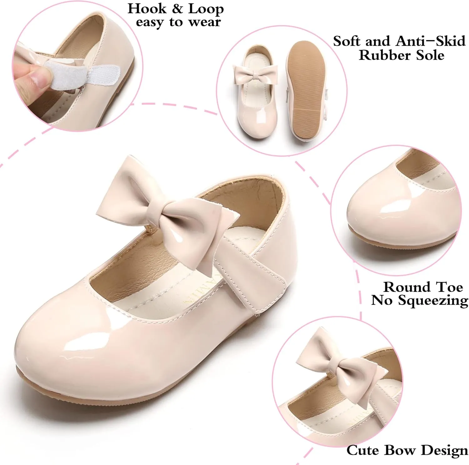 Toddler Flower Girl Dress Shoes - Little Girl Ballet Flats for Wedding Party