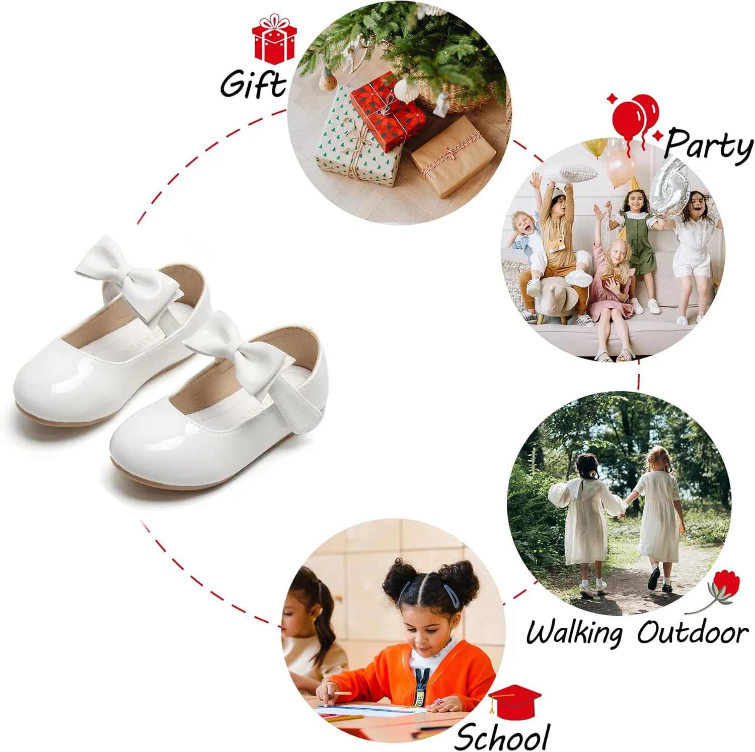 Toddler Flower Girl Dress Shoes - Little Girl Ballet Flats for Wedding Party